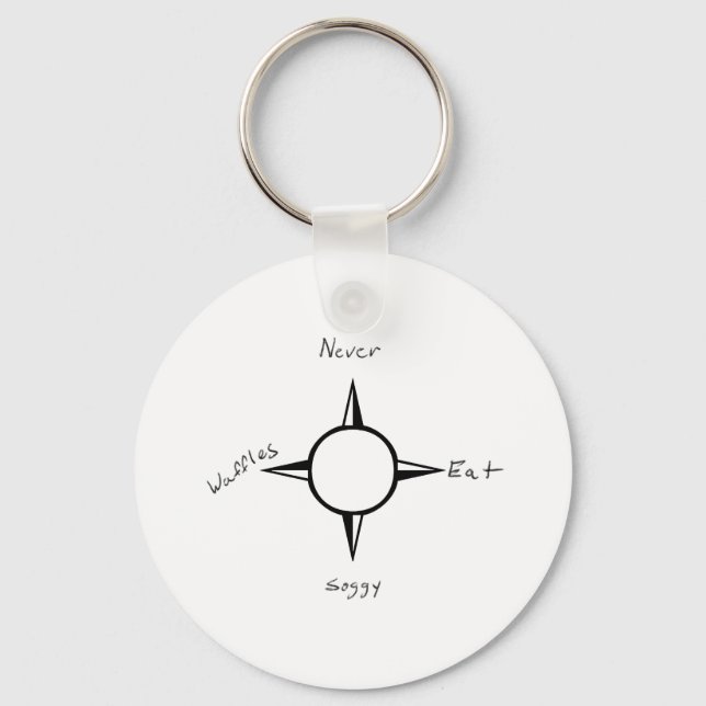 Never Eat Soggy Waffles - Compass Key Ring (Front)