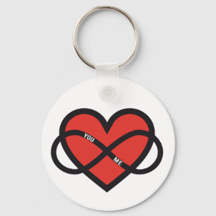 never ending love, red heart with infinity sign key ring