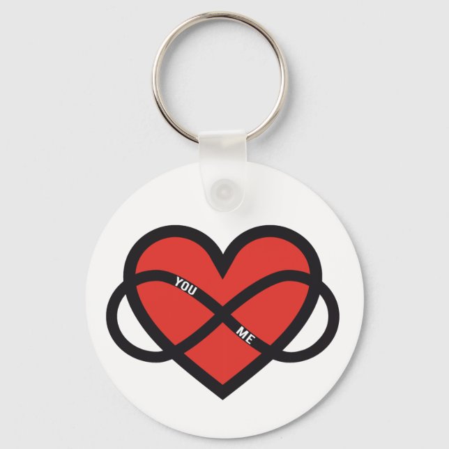 never ending love, red heart with infinity sign key ring (Front)