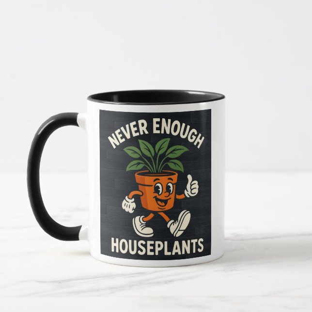 Never Enough Houseplants Walking Pot Cartoon Funny Mug (Left)