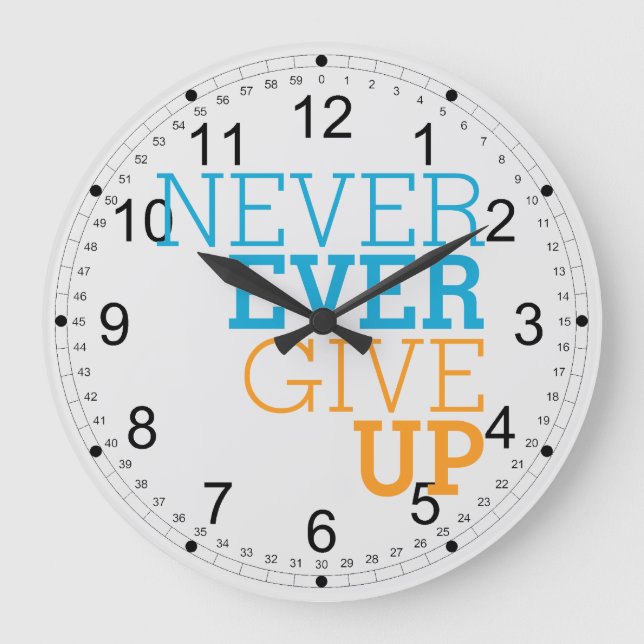 Never Ever Give Up Large Clock (Front)