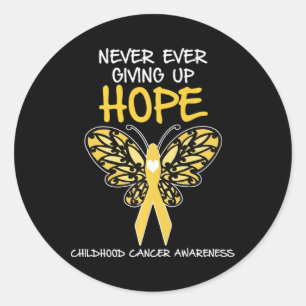 Never Ever Giving Up Hope Childhood Cancer Awarene Classic Round Sticker