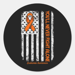 Never Fight Alone Blood Cancer Leukaemia Awareness Classic Round Sticker