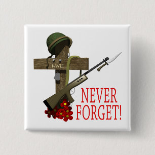 Never Forget 15 Cm Square Badge