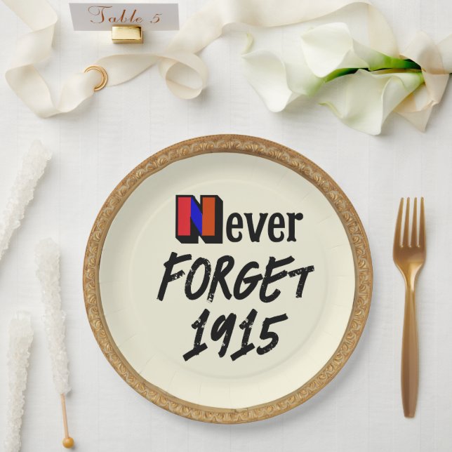 Never Forget 1915 Paper Plate (Wedding)