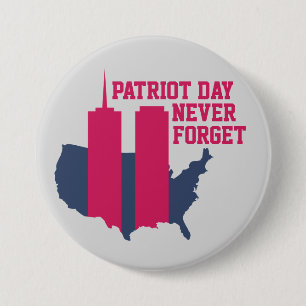 Never Forget 911 20th Anniversary Patriot Day 2021 7.5 Cm Round Badge