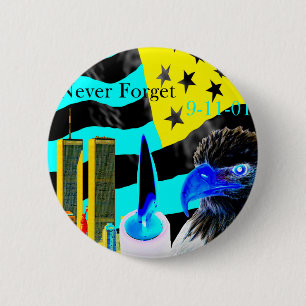 Never Forget 9-11-01 Negative 6 Cm Round Badge