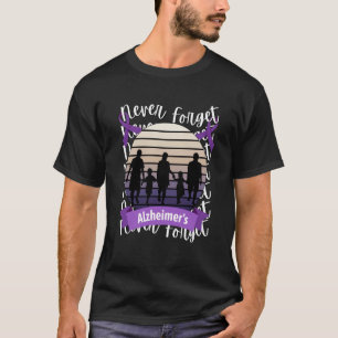 Never Forget Alzheimer's Awareness Retro Purple Fa T-Shirt