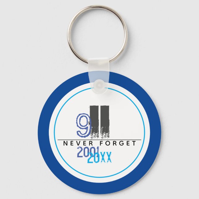 Never Forget Blue 911  World Trade Centre Key Ring (Front)