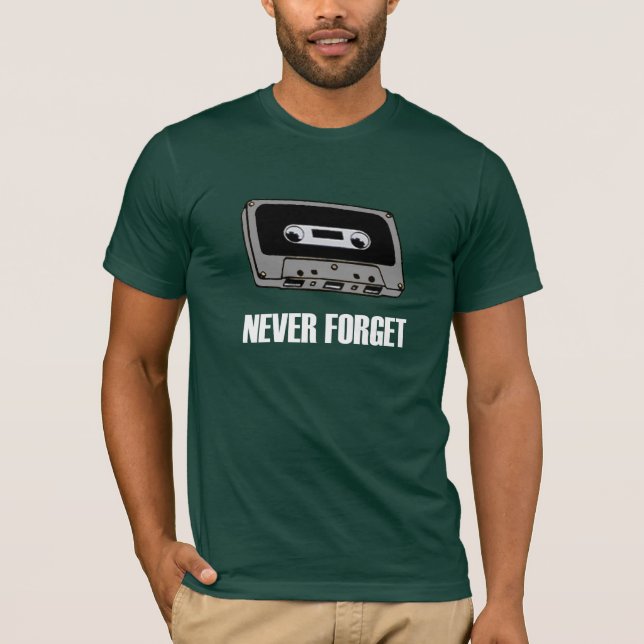 Never Forget Cassette Tape Dark T-Shirt (Front)
