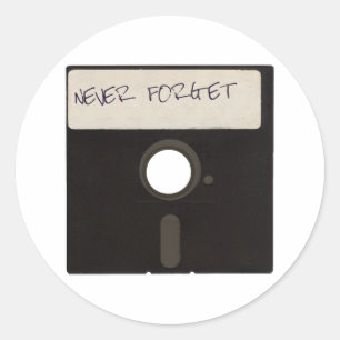 Never Forget Computer Floppy Discs Classic Round Sticker