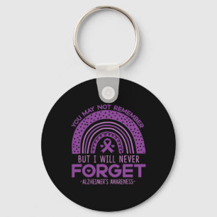 Never Forget Dementia Patients Purple Ribbon  Key Ring