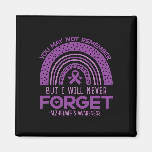 Never Forget Dementia Patients Purple Ribbon  Magnet (Front)