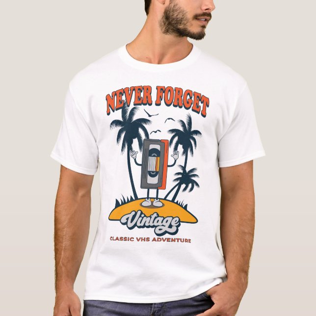 Never Forget Floppy Disc VHS Tape Cassette Tape T-Shirt (Front)