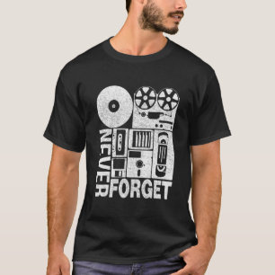 Never Forget Floppy Disc Video Cassette Tapes Geek T-Shirt