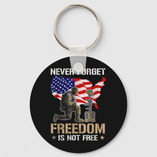 Never Forget Freedom is Not Flag USA Memorial Day Key Ring