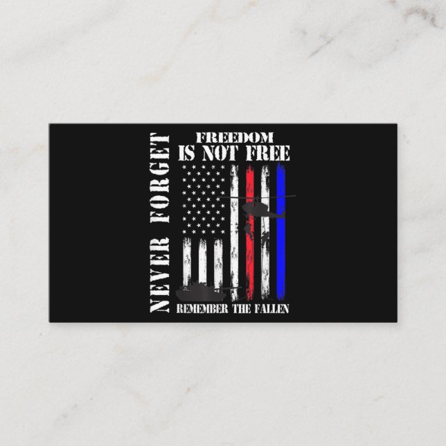 Never forget freedom isn't free veteran memorial d business card (Front)