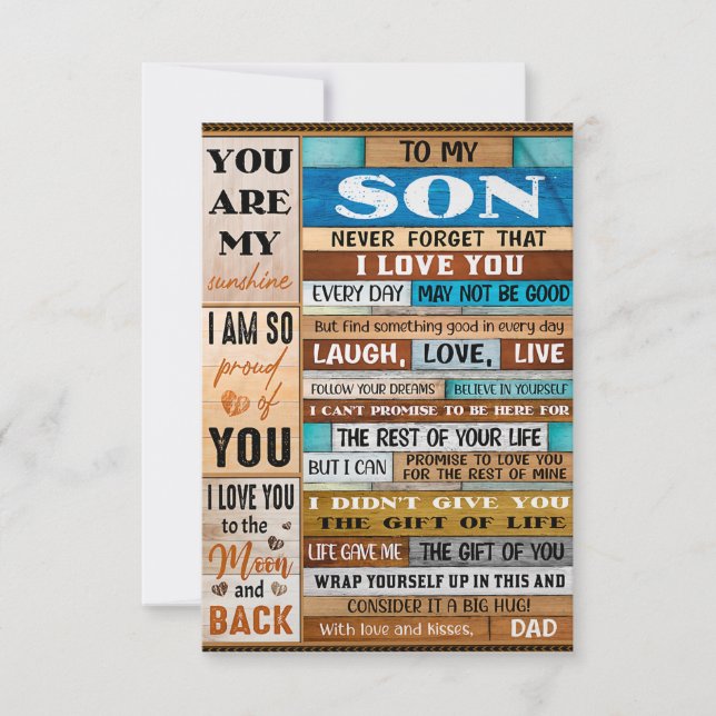 Never Forget I Love U - Dad To Son Thank You Card (Front)