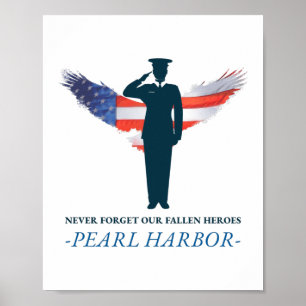 Never Forget Our Fallen Heroes Pearl Harbour Day Poster
