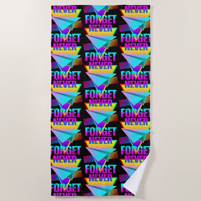 Never Forget Paper Aeroplane Beach Towel (Front)