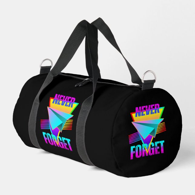 Never Forget Paper Aeroplane Duffle Bag (Left Corner)
