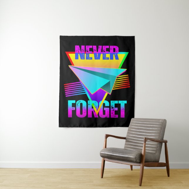 Never Forget Paper Aeroplane Tapestry (In Situ)