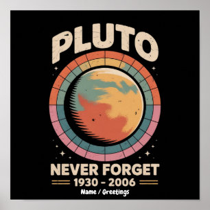 Never Forget Pluto 1930-2006 Funny Retro Space Poster