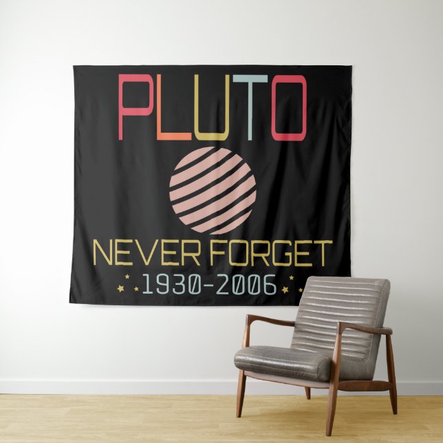 Never Forget Pluto Retro Funny Space, Science Tapestry (In Situ (Horizontal))