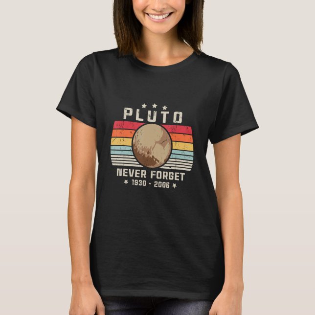 Never Forget Pluto Retro Style Mens Cool Space Sci T-Shirt (Front)