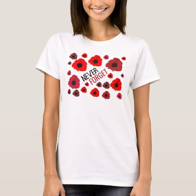 Never Forget, Poppy Flower T-Shirt (Front)