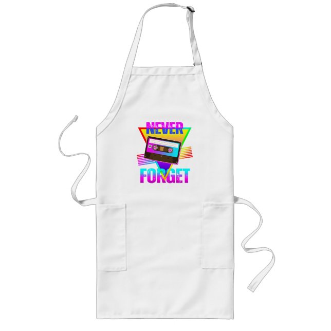 Never Forget Retro Cassette Tape Recorder Long Apron (Front)
