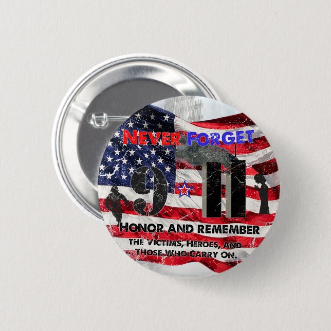 Never Forget September 11 6 Cm Round Badge (Front & Back)