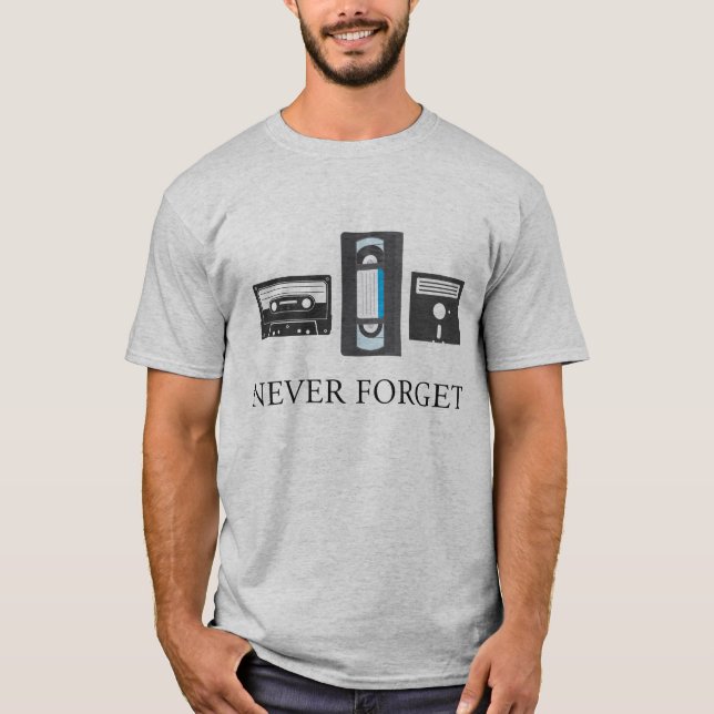 Never Forget the 80's VHS Cassette Floppy Shirt (Front)