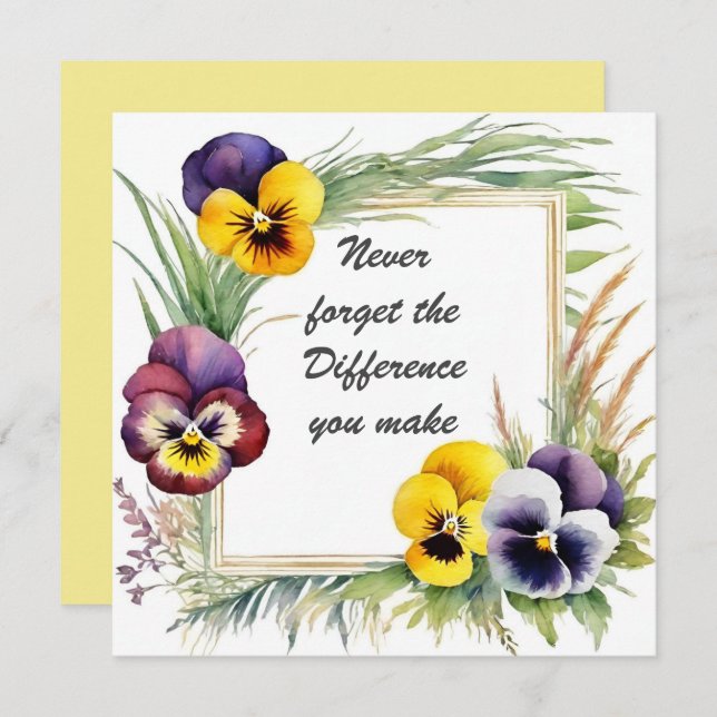 Never Forget the Difference You Make Floral Card (Front/Back)