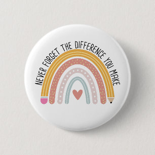 Never Forget the Difference You Make, Teacher Gift 6 Cm Round Badge