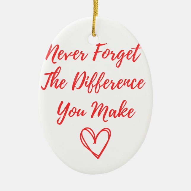 Never Forget The Difference You Make, Thankful Ceramic Tree Decoration (Front)