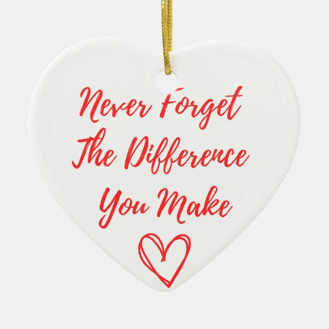 Never Forget The Difference You Make, Thankful Ceramic Tree Decoration (Front)