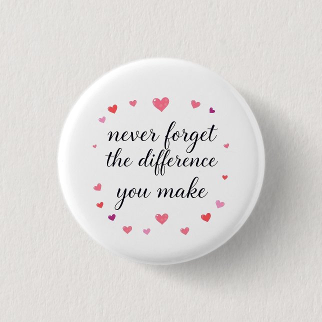 Never Forget The Difference You Make, Thankful Mag 3 Cm Round Badge (Front)