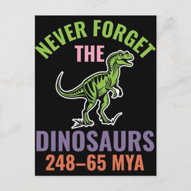 Never forget the dinosaurs 24865 mya holiday postcard (Front)