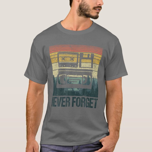 Never Forget VHS Cassette Diskette 70s 80s 90s Fun T-Shirt (Front)