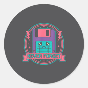 Never Forget Vintage Computer Tech  Classic Round Sticker