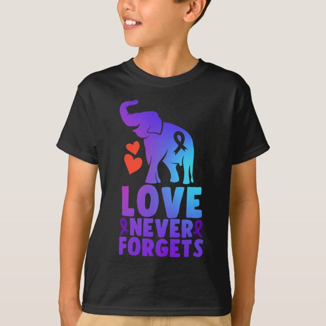 Never Forgets Alzheimerheimer Elephant 1  T-Shirt (Front)