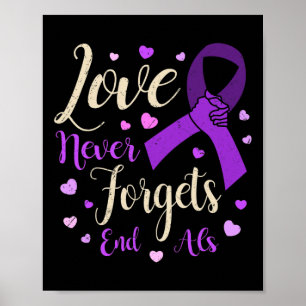 Never Forgets End Alzheimer Heimer Awareness Purpl Poster