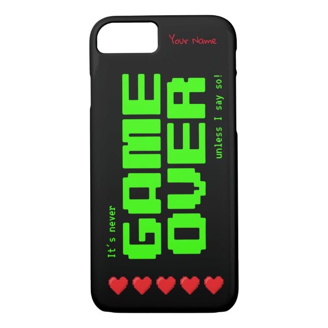 'Never GAME OVER' retro 80s computer geek's Case-Mate iPhone Case (Back)