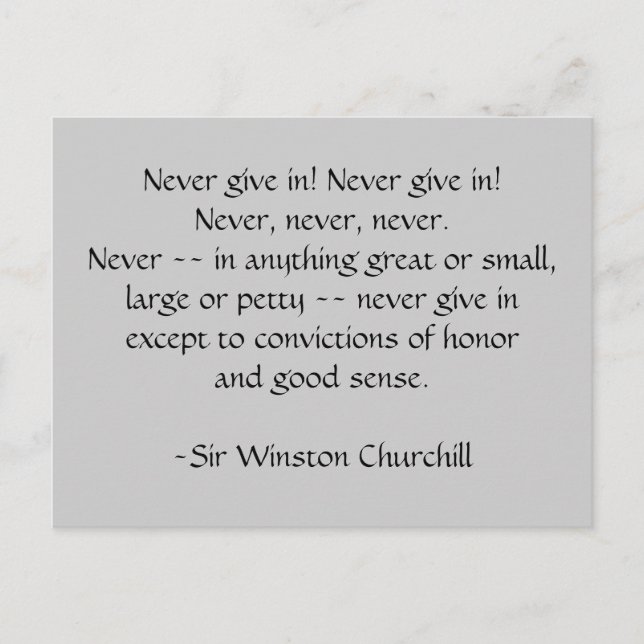 Never give in! Postcard (Front)