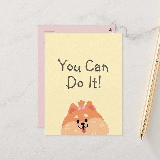 Never Give Up and Cute Puppy  Postcard (Front/Back In Situ)