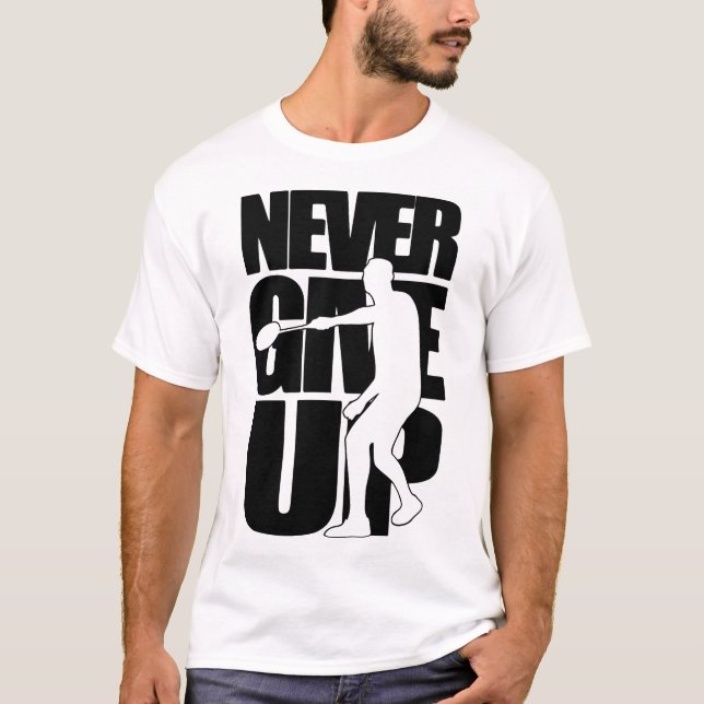 NEVER GIVE UP Badminton T-Shirt (Front)