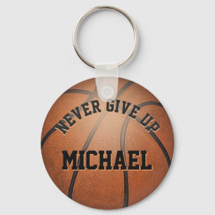 Never Give Up Basketball Keychain