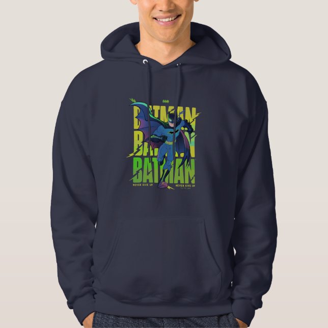 Never Give Up Batman Running Graphic Hoodie (Front)