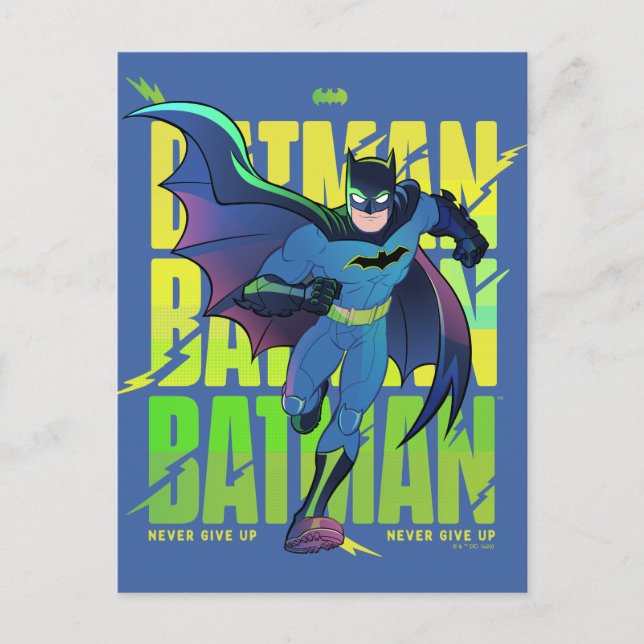 Never Give Up Batman Running Graphic Postcard (Front)